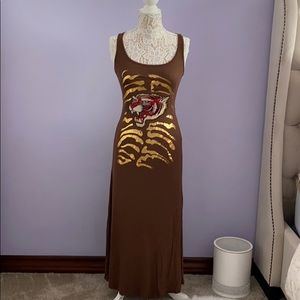 Brown tiger maxi dress